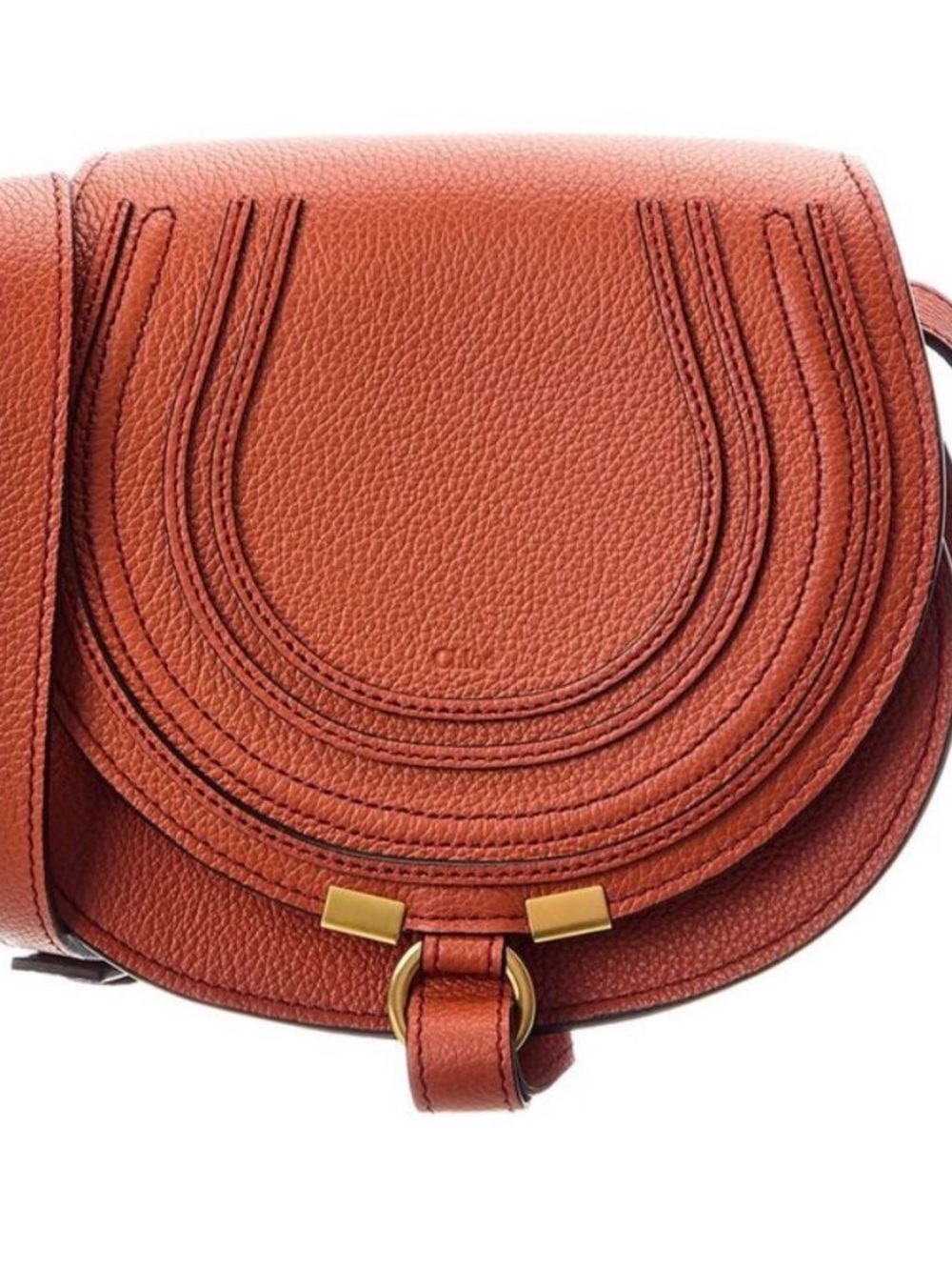 Chloe Small Marcie Saddle Crossbody in Henna Orange/Brown, New with Tags